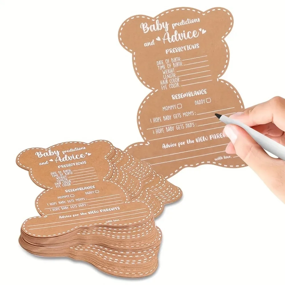 25Pcs Baby Bear Baptism Paper Cards, Newborn Wishes Cards, Perfect for Boys and Girls - Ideal for Baby Showers and Celebrations