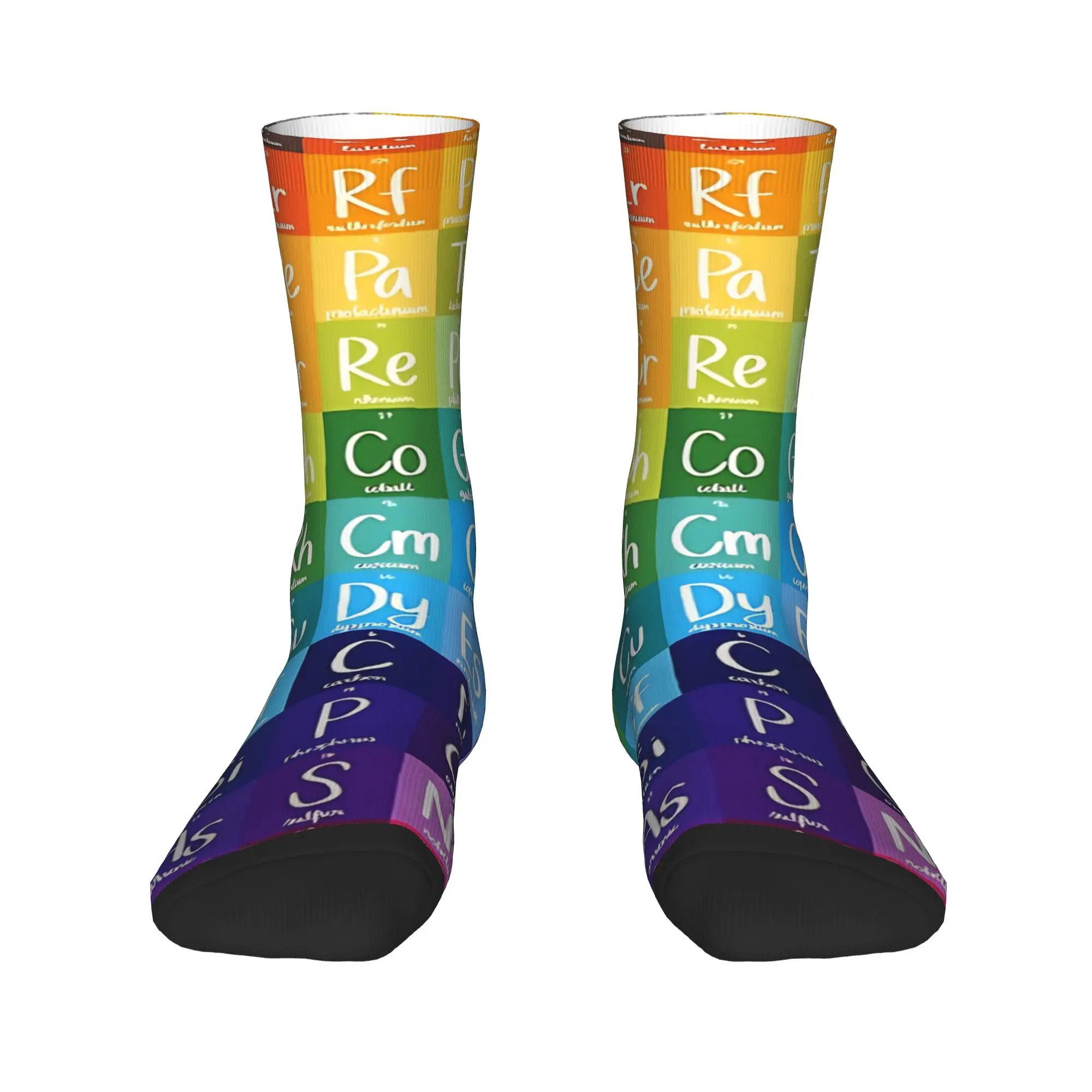 Rainbow Gradient Elements Of The Periodic Table  Stockings  Leisure Socks Men's High Quality Socks Winter Non Skid Socks Gift
