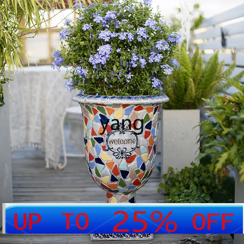 lmm Extra Large Courtyard Garden Balcony Layout Decorative Flower Pot Outdoor Large Diameter Melamine