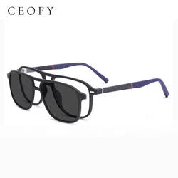Ceofy Men Glasses Frame Fashion Sun Clip On Polarized Brand Design Optical Myopia Prescription Stylish Eyeglasses Frame