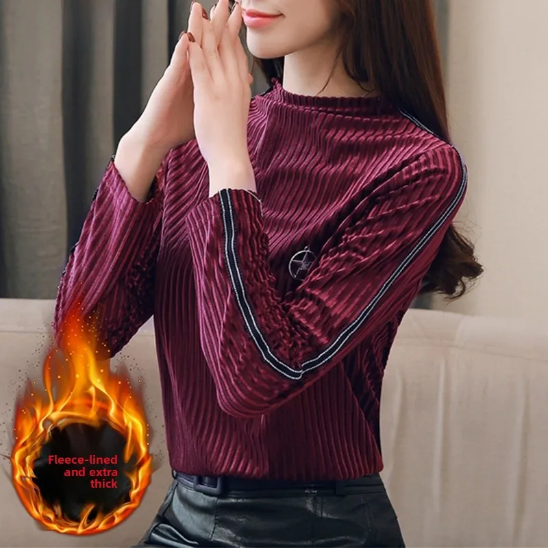 

Ретро-футболка с длинным рукавом для женщин, модная корейская базовая одежда, универсальный верхний слой, весна-осень-зима, новинка