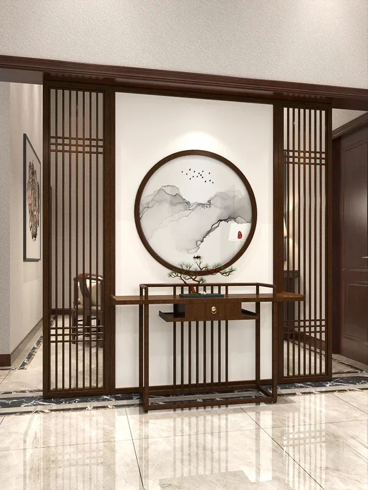 Custom-made new Chinese-style screen partition living room solid wood porch entrance decoration to block light extravagantgrille