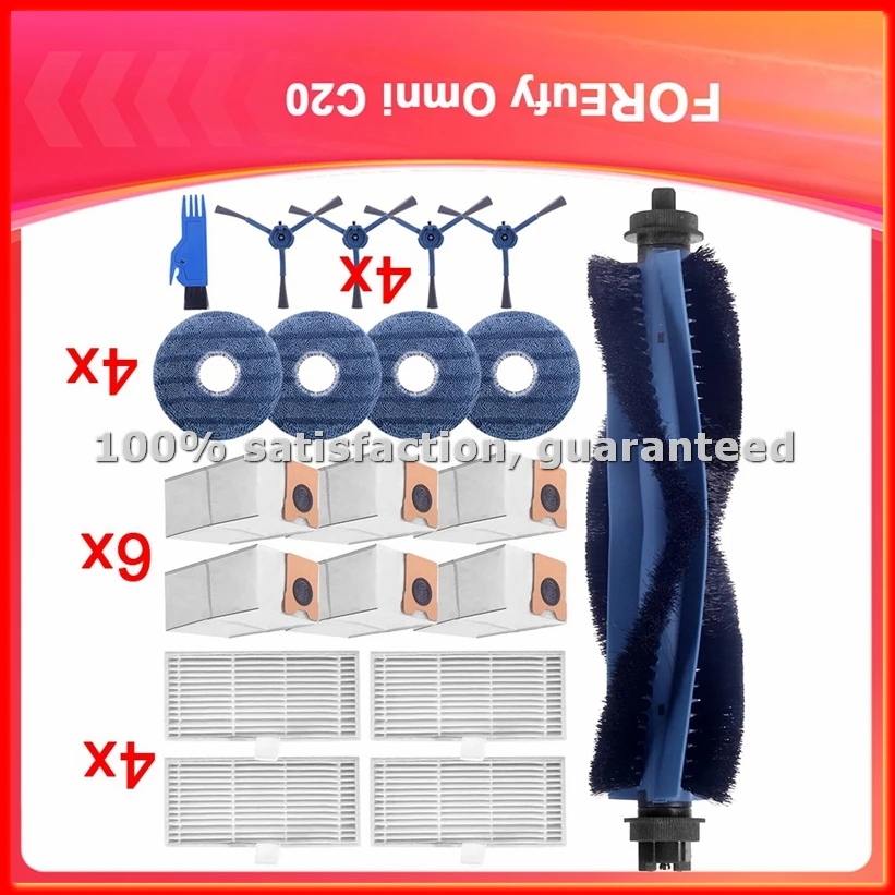 Accessoire pour Omni C20, ensemble de pièces de rechange pour Omni C20, brosses principales, filtres, brosses latérales, chiffons, sacs à poussière-EFT