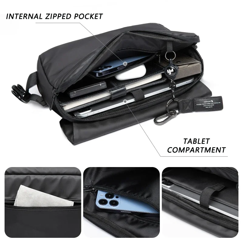 Messenger Bag for Men Casual Waterproof Multi-function Crossbody Bag Unisex Travel Gym Bags Anti-theft Business Sling Bags Black