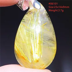 Natural Gold Rutilated Quartz Pendant Beads Gold Rutilated Necklace Water Drop Gemstone Wealthy Jewelry AAAAA