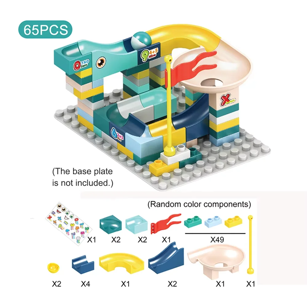 65 قطعة/المجموعة الرخام سباق تشغيل كتلة DIY تجميع الطوب متوافق Duploed اللبنات البلاستيك قمع الشريحة لوحات قاعدة الكلاسيكية