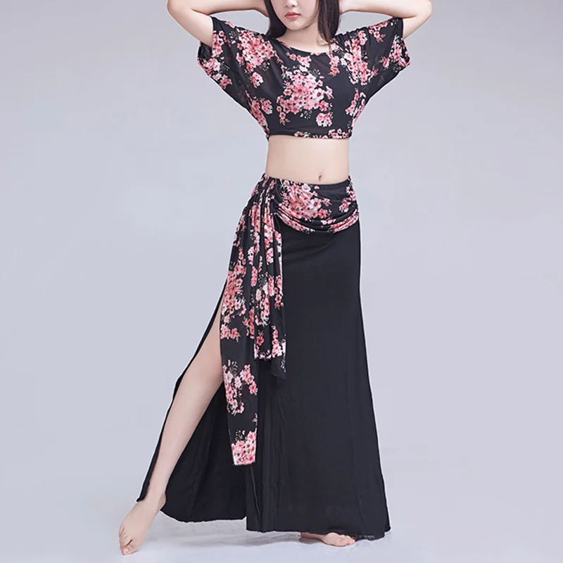 Women Oriental Belly Dance Top Spilt Skirt Set Dancing Lesson Wear Elegant Adult Bellydance Practice Dancewear Outfit Clothings