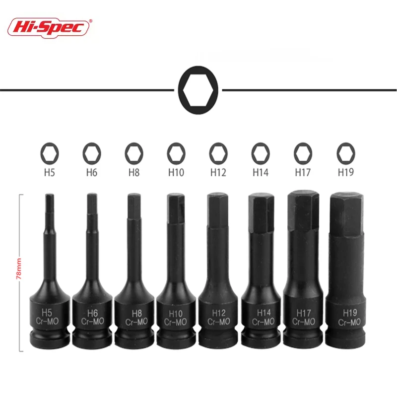 Hi-Spec 1/2 Máy Khoan Điện Ổ Cắm Adapter Cr-Mo Đa Năng Tác Động Ổ Cắm Cờ Lê Adapter Dụng Cụ Đầu Lục Giác Cho tác Động Cờ Lê Không Dây