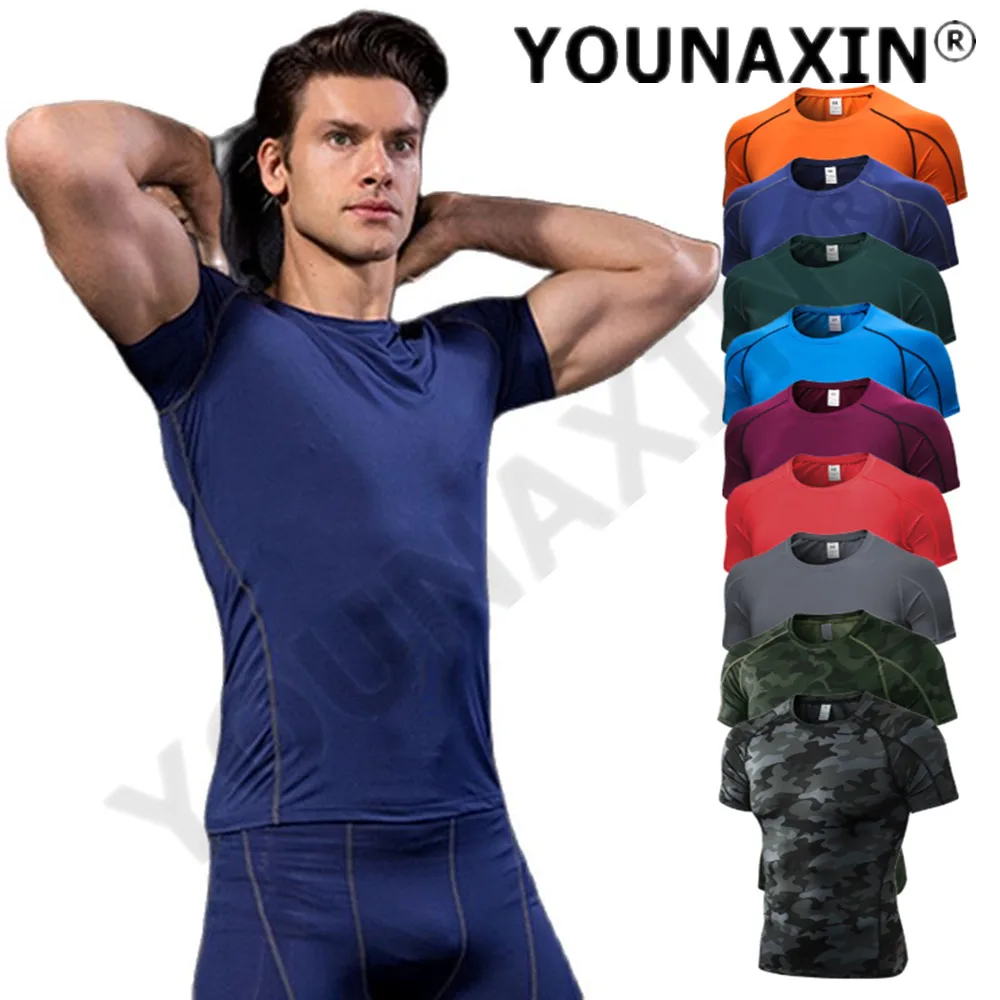 Men's Base Layer Sports T-Shirts Running Top Yoga Gym Exercise Tights Training Fitness Skinny Sweatshirt Quick Dry S M L XL 2XL
