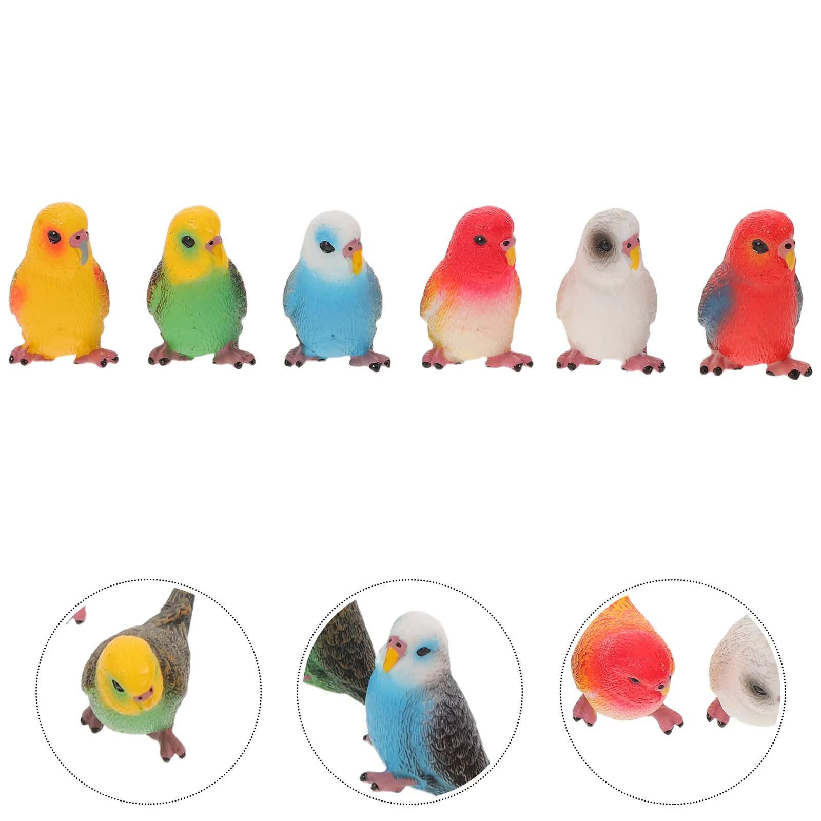 

6Pcs Artificial Realistic Parrots Plastic Fake Birds Decoration for Kids Education Party Decor Ornamental Animals