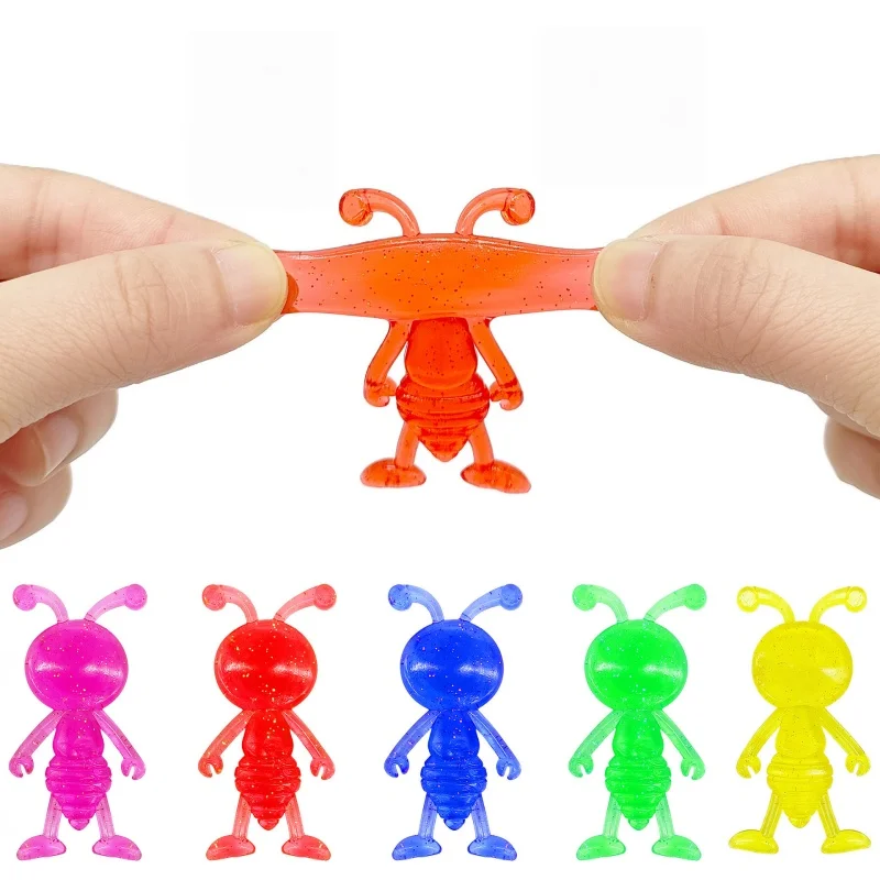 10PCS Fun Sticky Stretching Smiling Golden Flash Little Ant Pinch Toy Birthday Party Favor Christmas Carnival Adult Gift