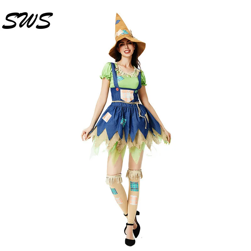 Halloween Witch Dress Set, Traje De Estatueta De Palha, Traje De Desempenho Engraçado, Roupas De Personagem De Festa