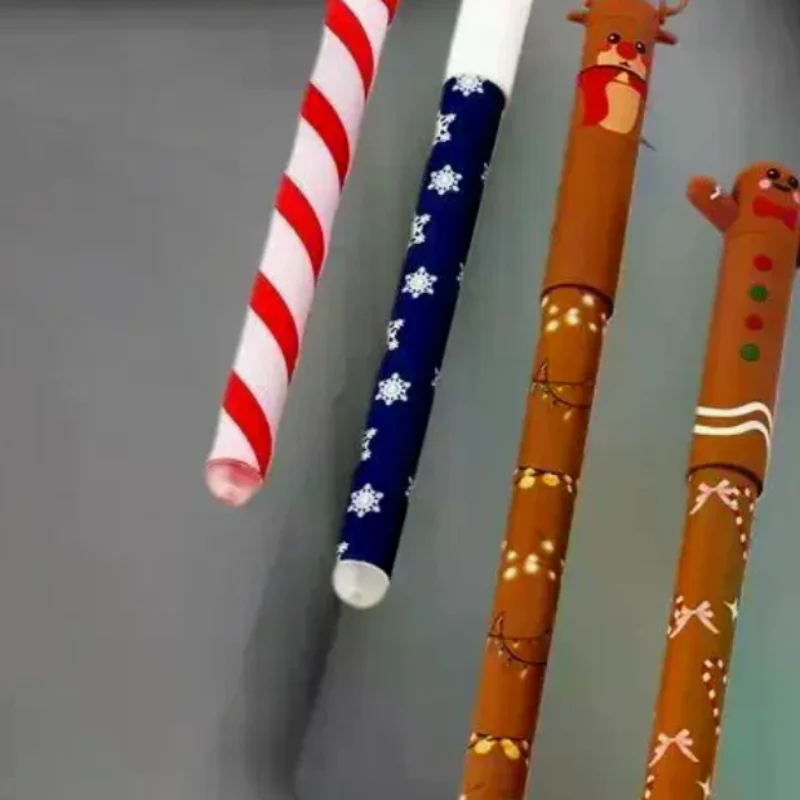 

4Pcs Christmas Themed Erasable Gel Pen Cute Santa Claus Snowman Elk Gingerbread Man 4 Colors Pens Student Stationery Gift