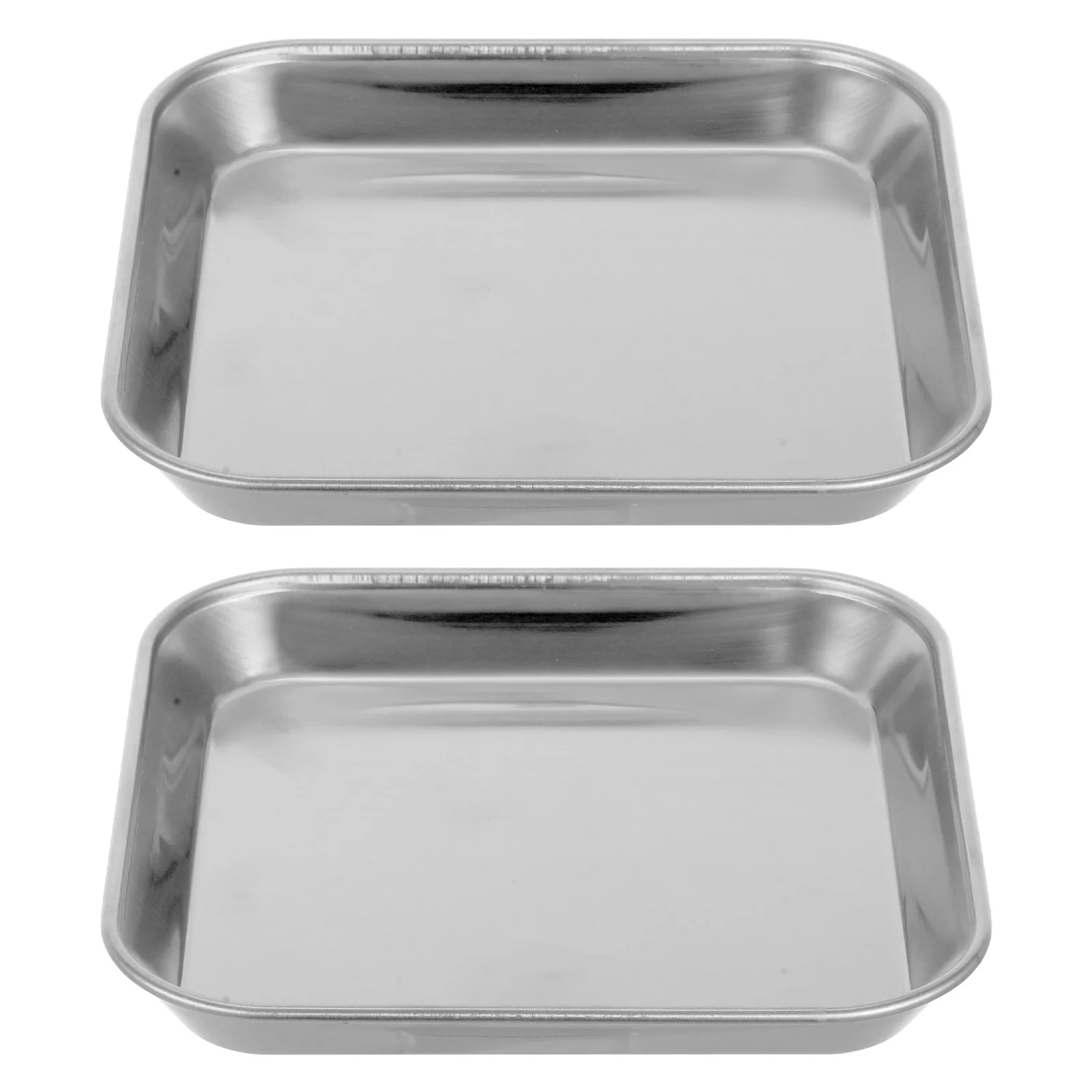 

2Pcs Thickened Stainless Steel Food Trays Small Square Plates Appetizer Cookie Dessert Steak Baking Tray Baking Sheets