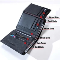 Men Wallet Genuine Leather Wallets for Men Zipper Purse Vertical Business Wallets RFID Anti-Theft Credit Card Holder Money Bag 3