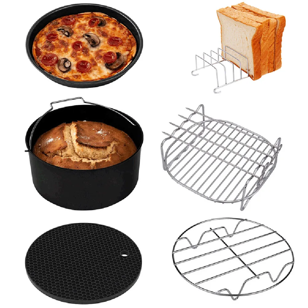 

6pcs Bakeware Set Air Fryer Accessories Smooth Non Stick Pan Honeycomb Mat Even Heating Ideal Gas Stove Induction Hob Electric