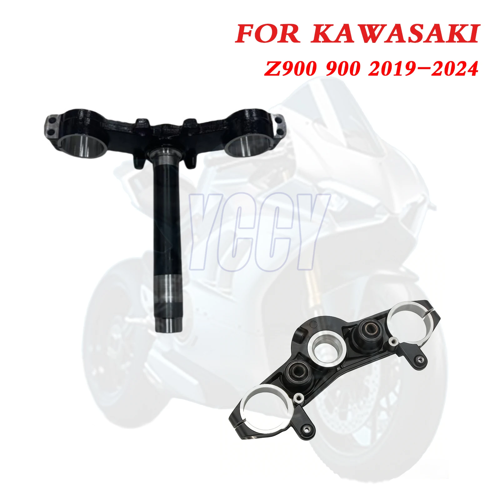 Motorcycle Lower Upper Triple Tree Clamp Front Fork Tube Holder Directional Column Steering Stem For KAWASAKI Z900 900 2019-2024