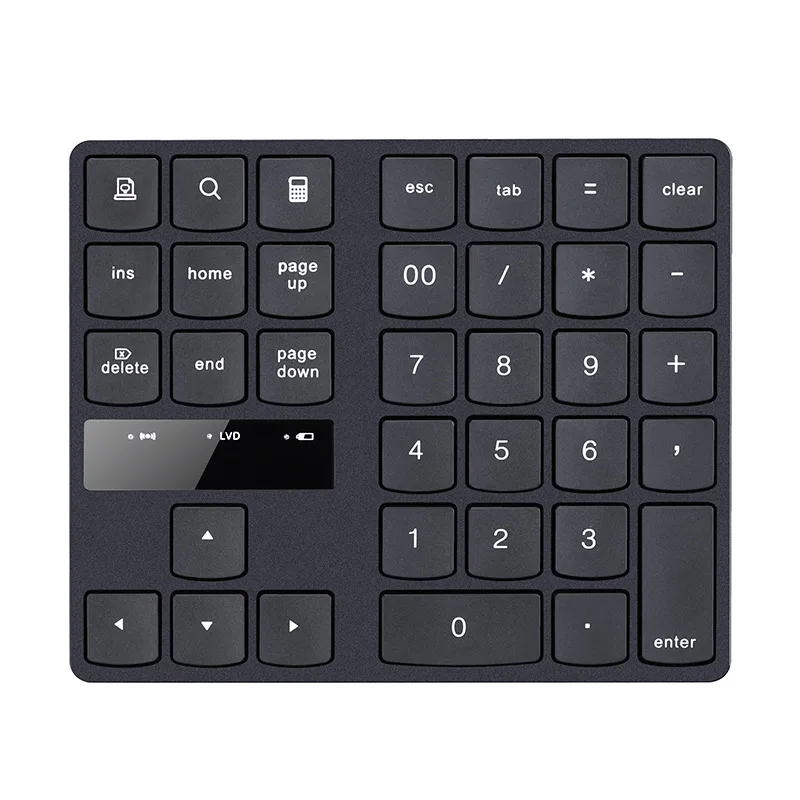 2.4g teclado digital sem fio de carregamento 35 teclas botões multimídia número médio teclado usb receptor plug recarregável numpad