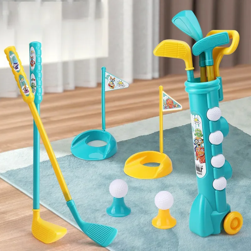 Pelota de palo de Golf para niños, grupo de tazas con agujero verde con ruedas, juego de juguetes deportivos, equipo de juegos interactivos para padres e hijos