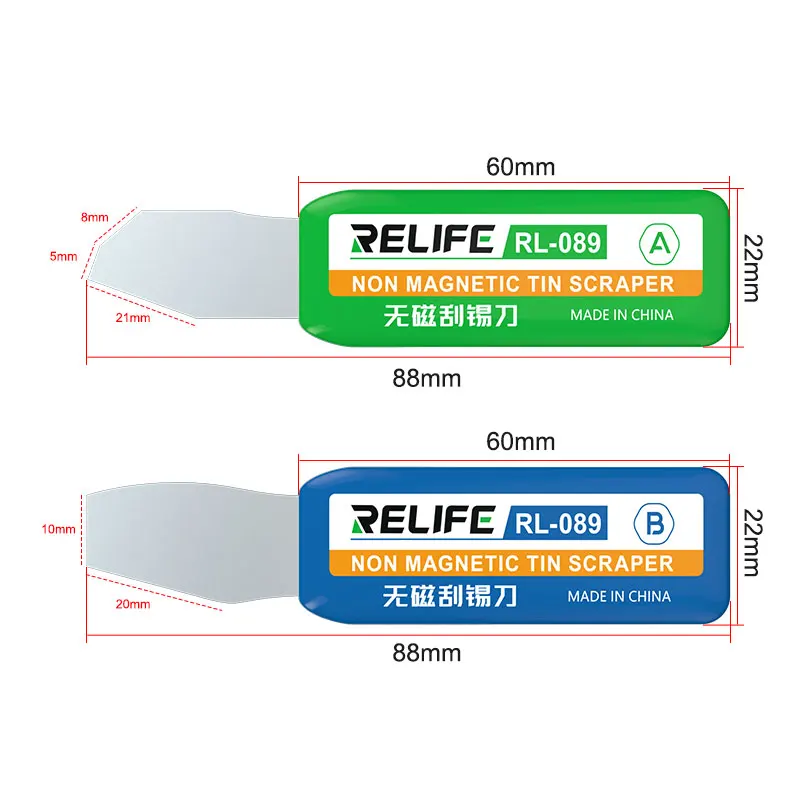 RELIFE RL-089-Juego de raspadores de estaño no magnéticos, multipendiente para raspar estaño en la placa base de la CPU, Agujero recto/agujero IC/CPU