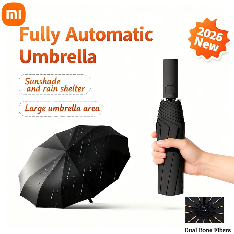 Полностью автоматический зонт Xiaomi 24, складной зонт с двойной костью для защиты от солнца и ультрафиолета, защита от дождя, сильная стойкость ветра
