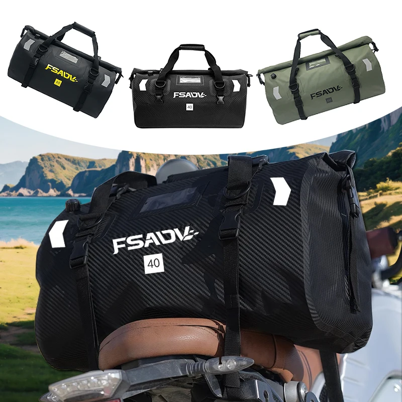 2026 NEW Universal Motorcycle Waterproof Tail Bag Travel Outdoor Dry Luggage Roll Pack Bag 40L 66L Motorbike Luggage Backpack