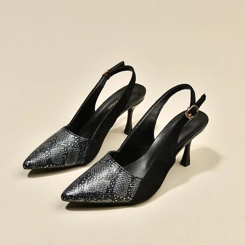 فستان أنيق لصيف 2025 بتصميم علامة تجارية اعوج مدبب بكعب عاري للنساء zapatos mujer