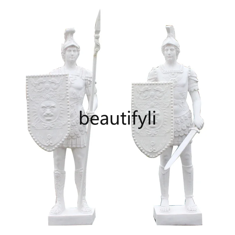 

Large European Medieval Samurai Roman Figure Sculpture Ornament Armor