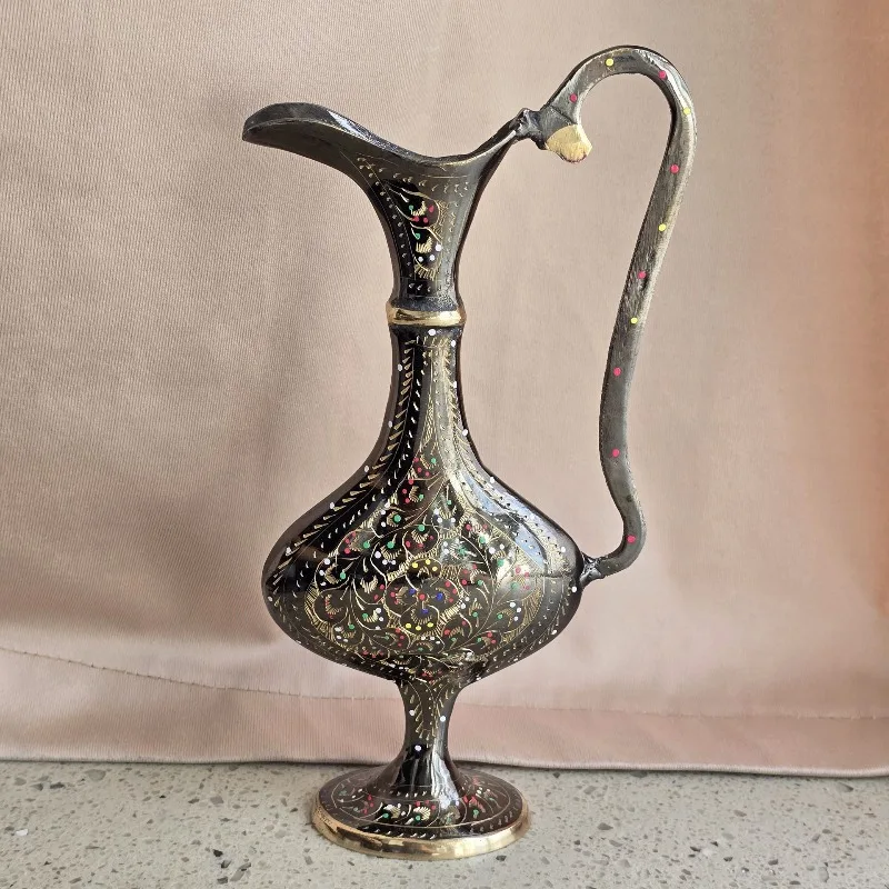 Copper flat pot ornament handicrafts, Pakistani hand-carved home accessories, soft decoration model room living room study