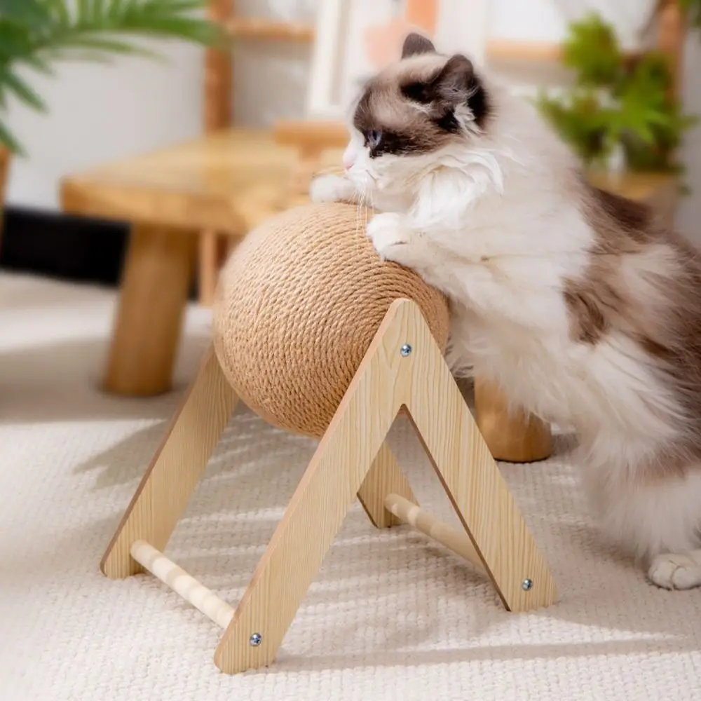 

Non-falling Off Cat Scratching Ball Grinding Wooden Cats Scratcher Wear-resistant Sisal Rope Pet Supplies For Kittens