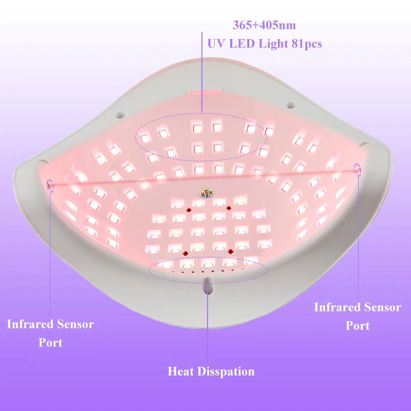مصباح أظافر Sun X26 MAX UV LED: مجفف جل احترافي 81-LED مع مؤقت، مستشعر تلقائي - أداة مانيكير الصالونات