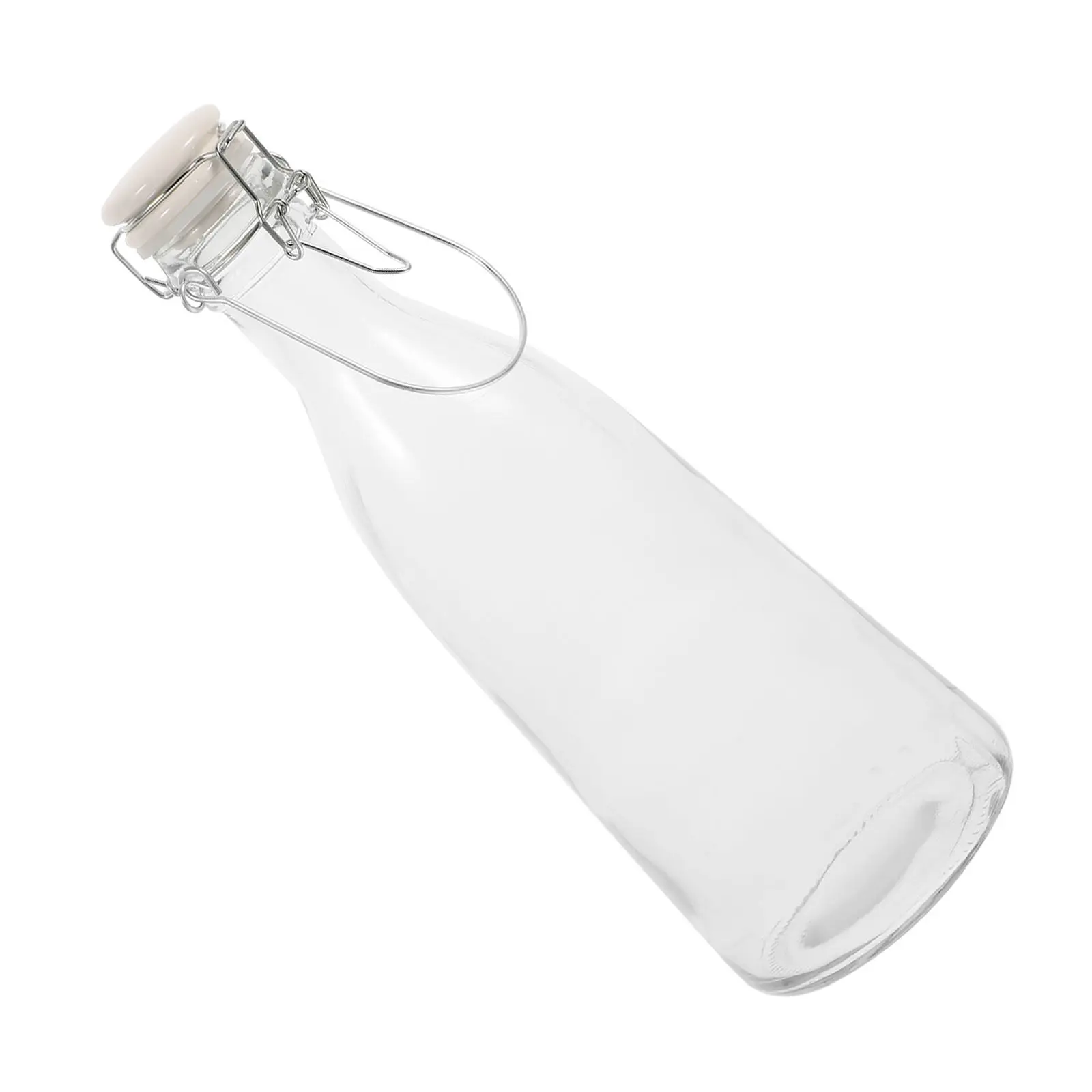 Premium Glass Buckle Bottle Compact Sealed Storage Jar for Cold Drinks Fruit Juice Milk Lemonade Desktop Adornment Enzyme
