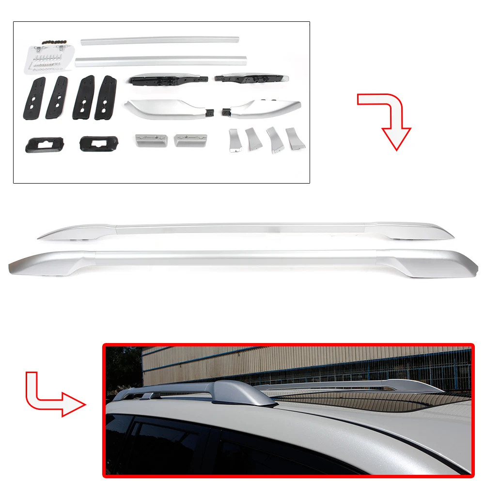 

Silver Car Roof Rack Rail Side Luggage Carrier Bars Aluminum Accessories For Toyota Land Cruiser Prado FJ150 2010-2018