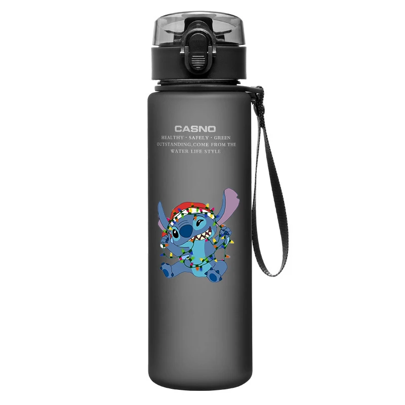 Miniso Stich Wasser becher 560ml Kinder tragbare Kunststoff transparente Stich Engel Outdoor große Kapazität Sport Wasser flasche