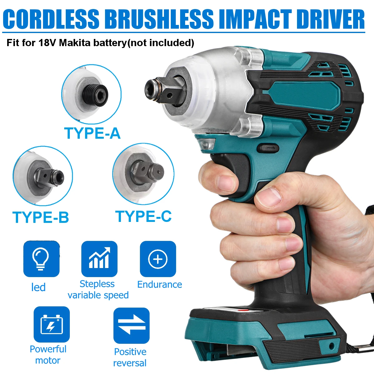 2 in 1 Brushless Cordless Multifunctional Electric Wrench Screwdriver High Torque Electric Tool For Makita 18V Battery