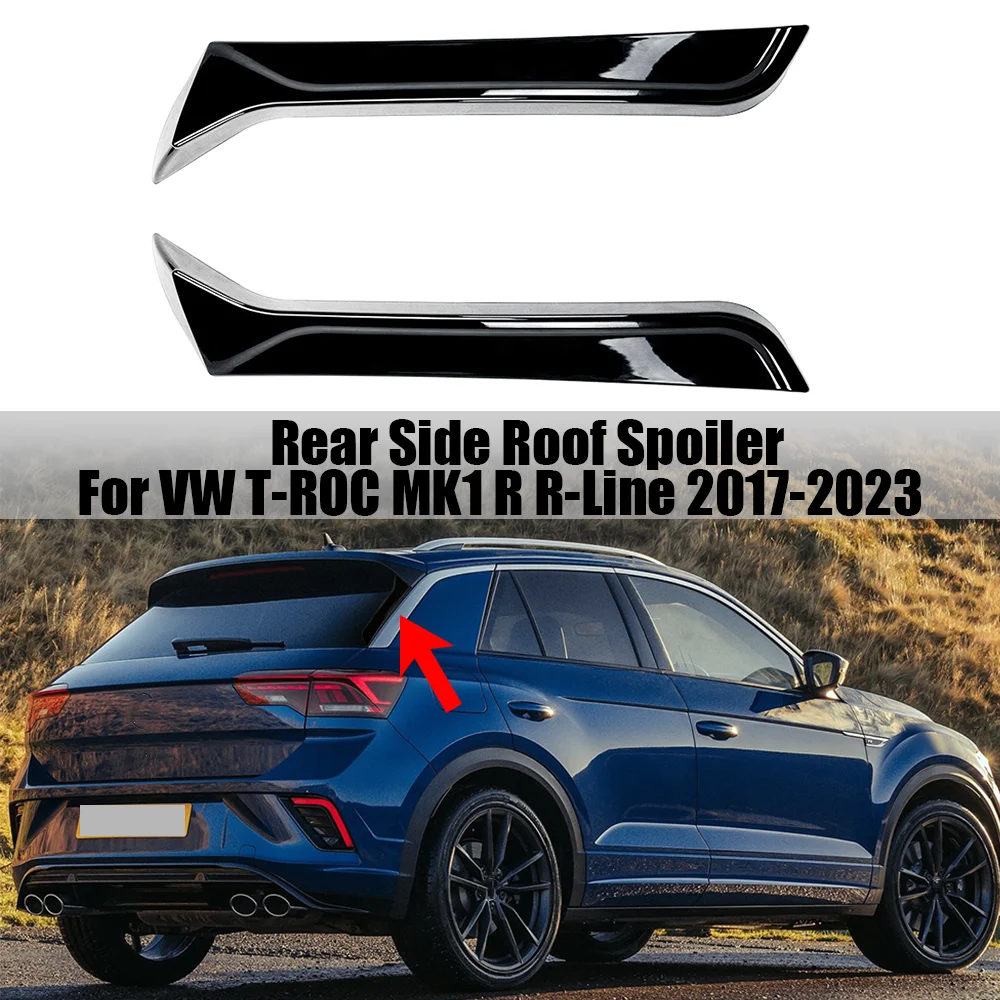 Black Rear Window Side spoiler canardCanards Splitter For Volkswagen Vw T-ROC SUV A11 MK1 R R-Line TSI TDI 2017-2023