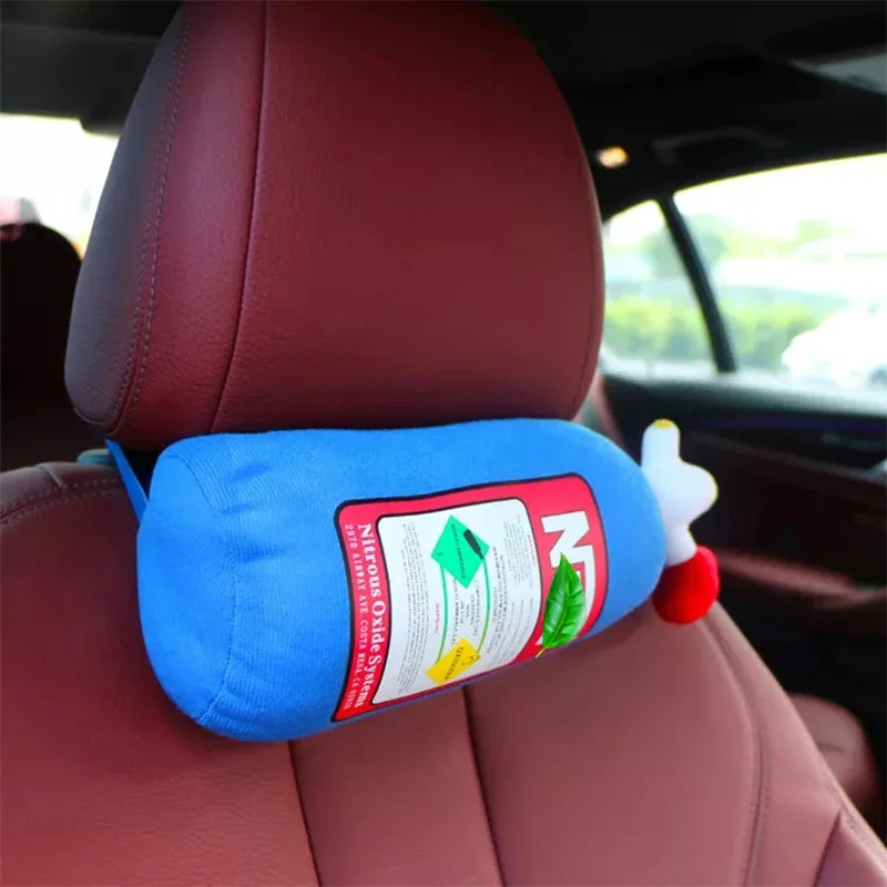 NOS Nitrous Oxide Bottle New Plush Toys Pillow Stuffed Soft Turbo JDM Cushion Car Decor Headrest Backrest Seat Neck