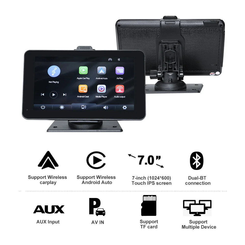 7-calowy przenośny monitor Carplay Ips Bezprzewodowa kamera samochodowa Android Auto Rejestrator samochodowy Camara Para Auto