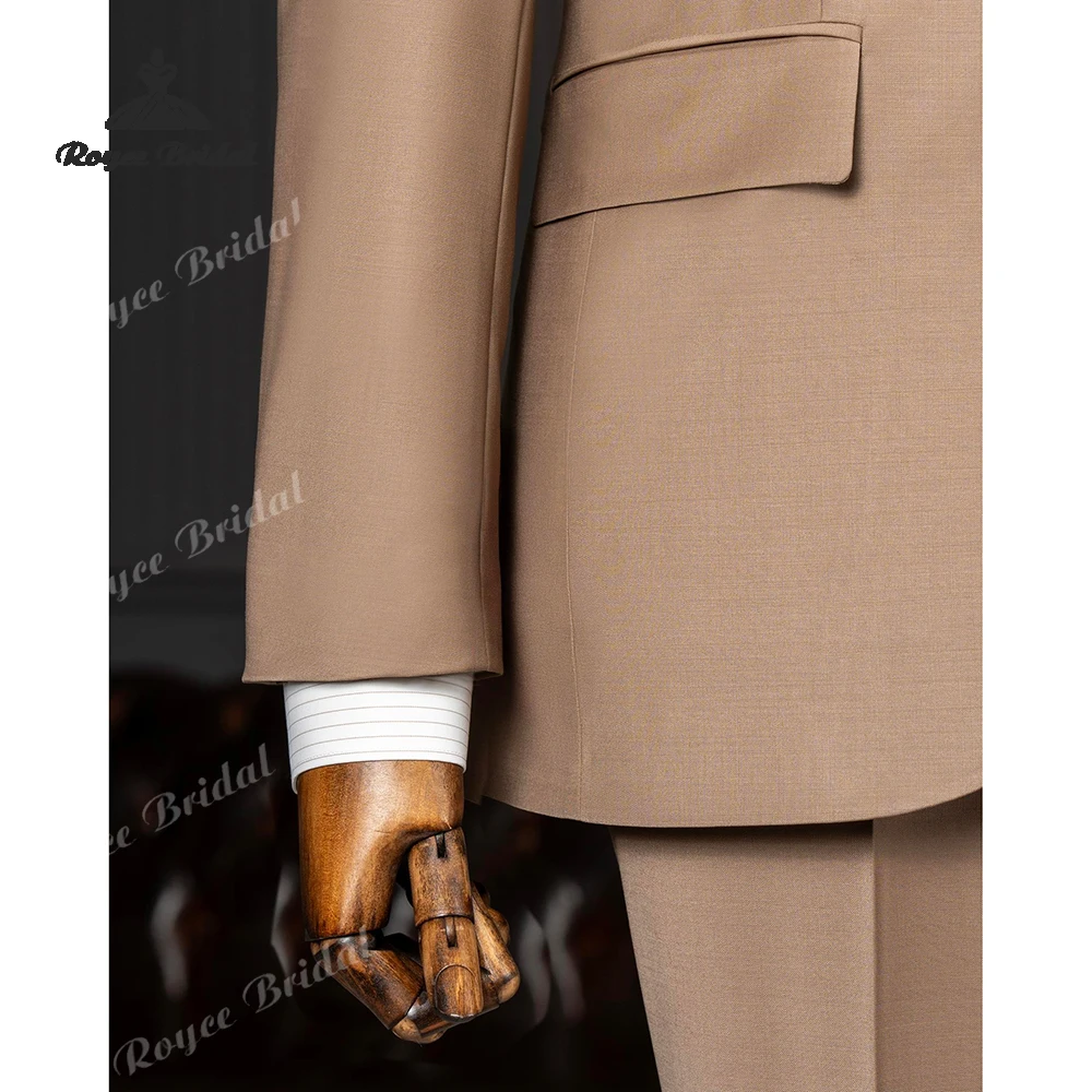 Cáqui notch lapela duas peças terno de casamento masculino 2026 único breasted terno de noite de negócios personalizado trajes para hombre