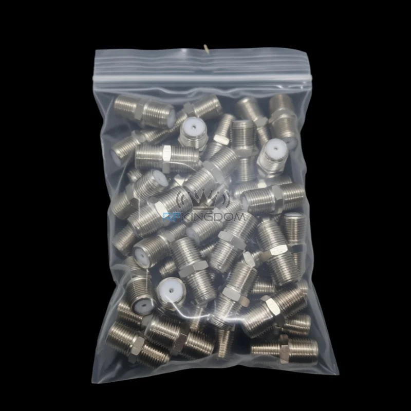 50-Pack Nickel Plated Brass 3GHz F Type Female to Female Adapter Barrel Coax Connector