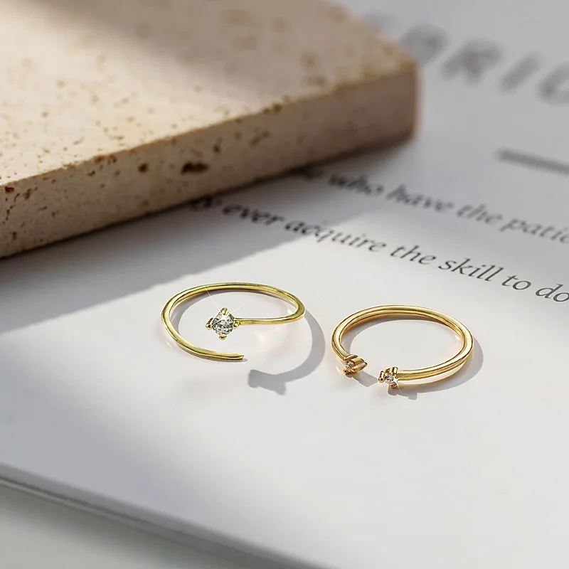 Women's Geometric Zircon Meteor Trajectory Opening Ring