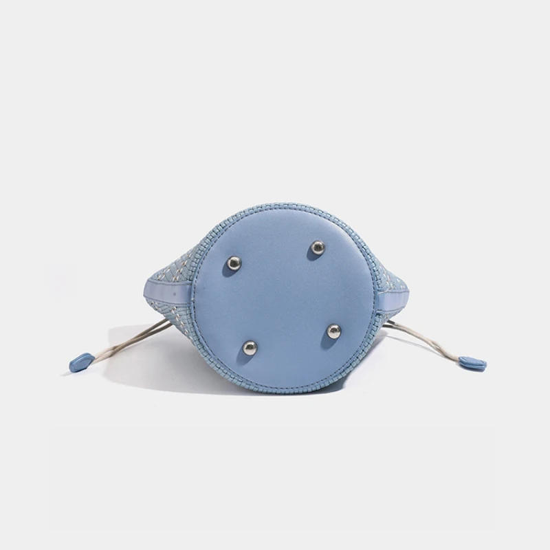 Rattan-Geflecht-Marktkorb-Schultertasche mit passender Geldbörse, handgefertigte gewebte Einkaufstasche für Damen, elegante Tragetasche – Detail 6
