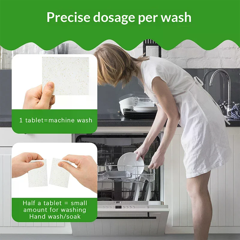 30/100pcs Dishwasher Cleaner Oil Dirt Removal Deodorizer Cleaning Tablet Machines Bowls Kitchen Tool Dishwashing Detergent Sheet