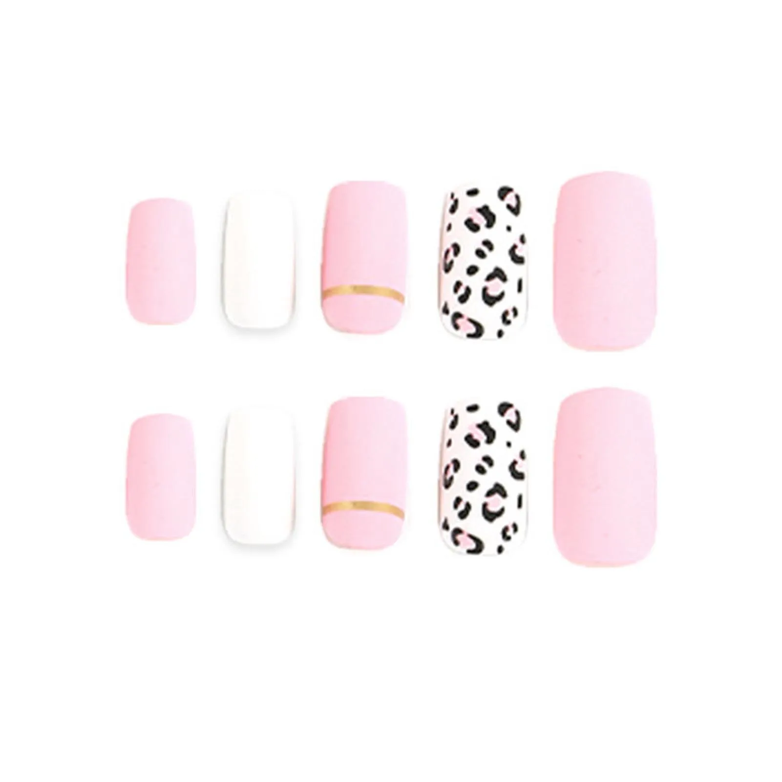 Pink Frosted Leopard Print Fake Nails Unique Trendy Pattern & Color Fingernails for Daily Lives Everyday Use