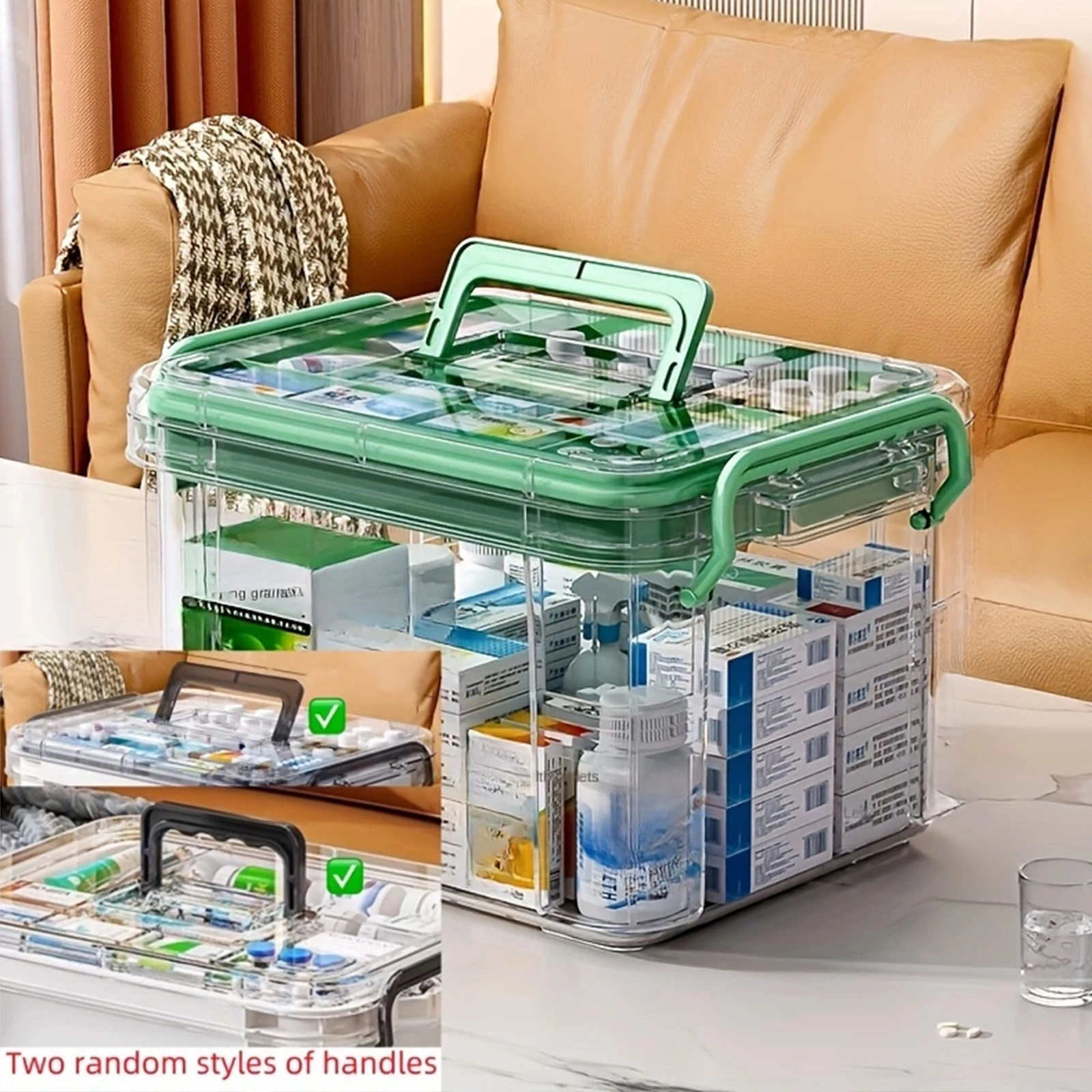 Multi-functional Medicine Cabinet Storage Box Transparent Large Capacity Household Medical Aid Kit