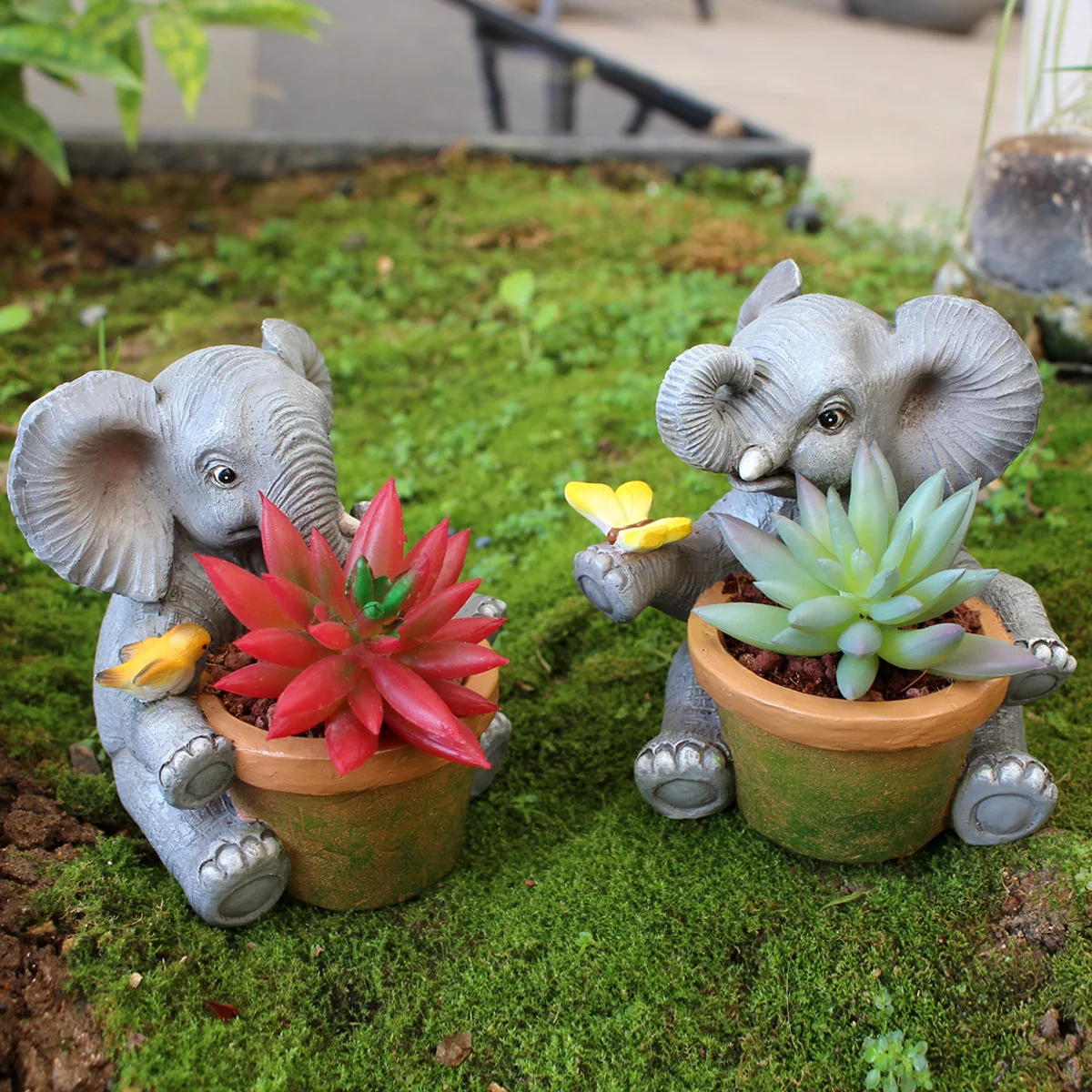 

Cartoon Elephant Planter - Cute Desktop Decor with Butterfly