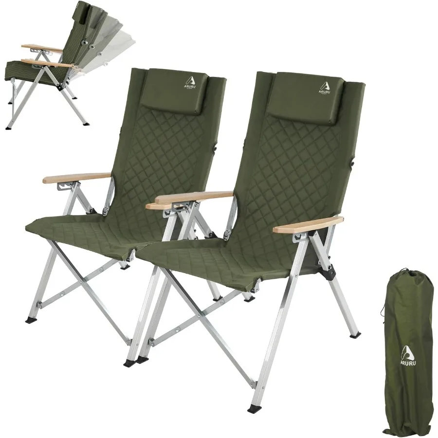 كرسي تخييم مستلق مكون من قطعتين من كراسي الحديقة القابلة للطي مع 4 مراحل قابلة للتعديل بظهر عالٍ للبالغين شديدة التحمل وقابلة للطي #1
