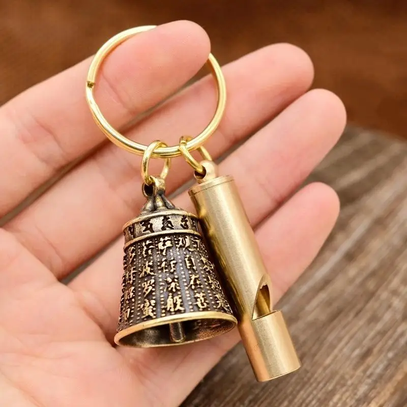 Regalo de la suerte, llavero de campana Mantra de seis caracteres, llavero creativo, corazón Sutra, colgante de campana de cobre, accesorios para bolso