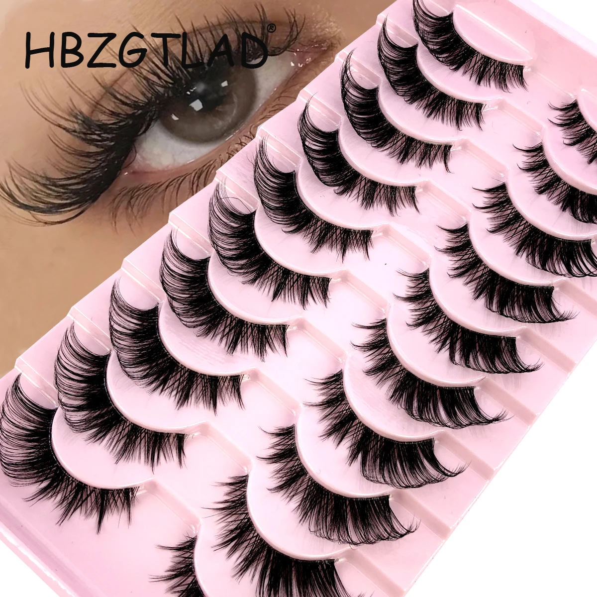 10 Pairs Lashes manga Lashes 3D Clear Band Lashes Natural Look Wispy Mink Eyelashes Fluffy Cat Eye Lashes Pack Fake Eyelashes