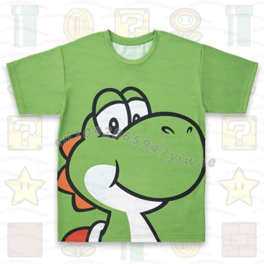Camiseta de Manga Curta para Homens e Mulheres, Super Mario Yoshi Peach, Camiseta Infantil de Verão, Camiseta para Meninos, Top de Manga Curta para Ho